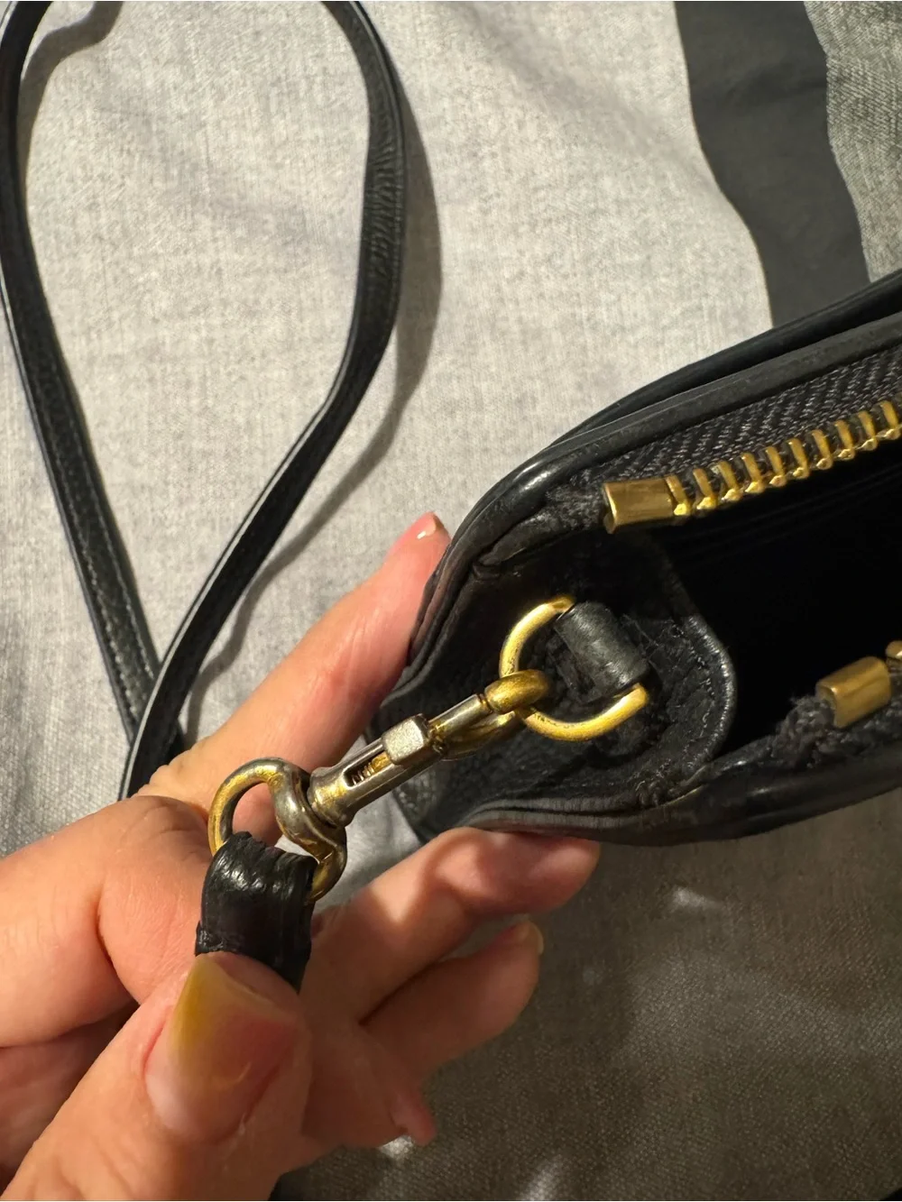 Tory Burch Black Pebbled Leather Logo Crossbody